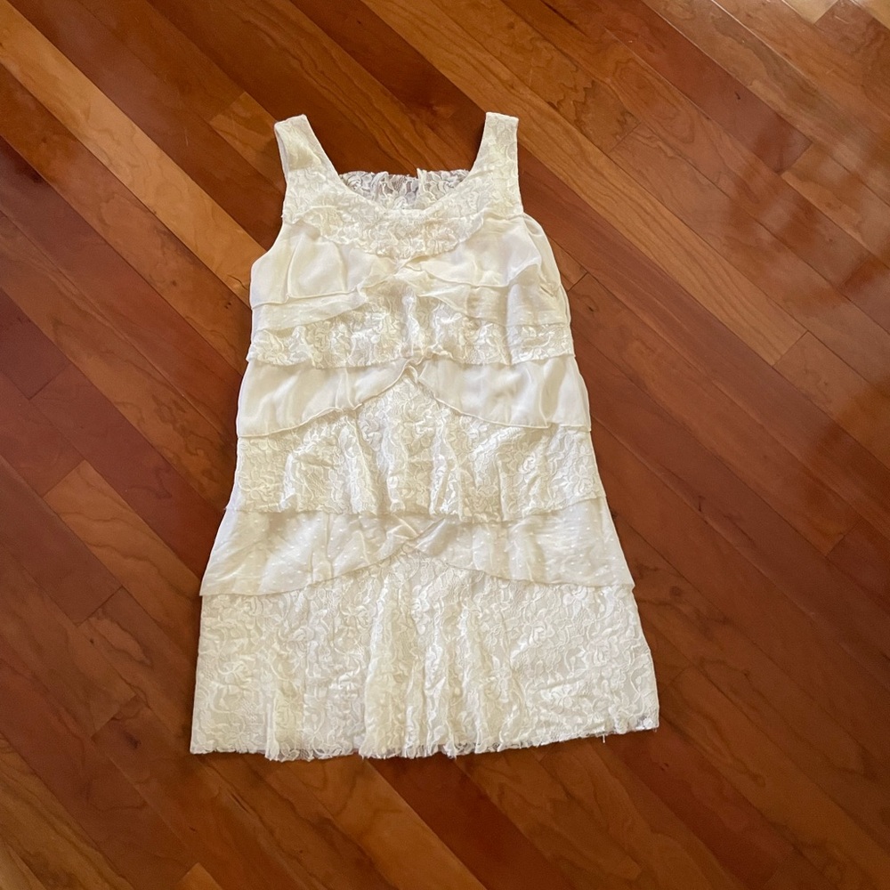 Ivory Lace Tiered Tank Dress Boho Chic
